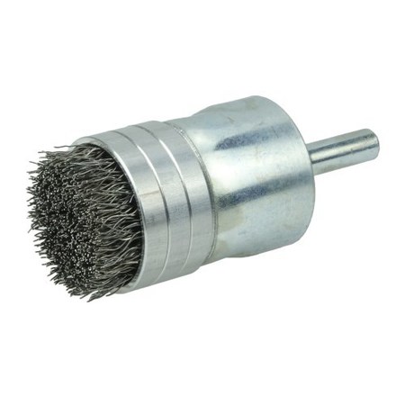 WEILER 1" Banded Crimped Wire End Brush, .0104" Stainless Steel Fill 11115